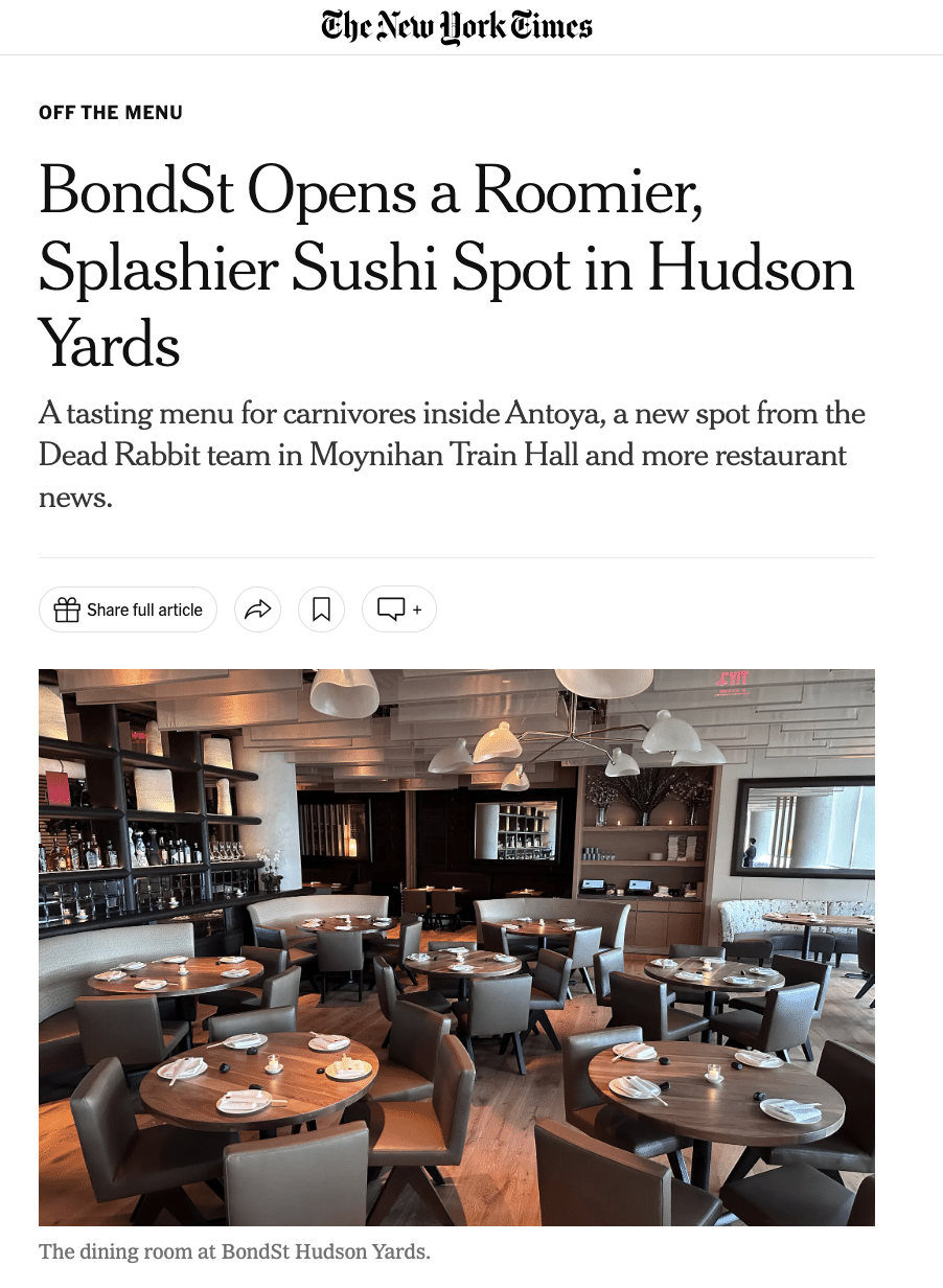 #NYTimes Casa Innovacion launches Iconic Legacy Brand BondSt at Hudson Yards