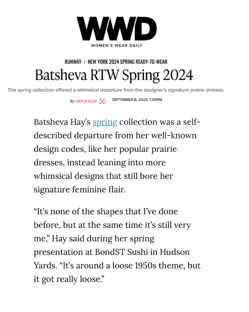 Batsheva RTW Spring 2024 Fashion Show and Vogue Photoshoot at BondSt Hudson Yards