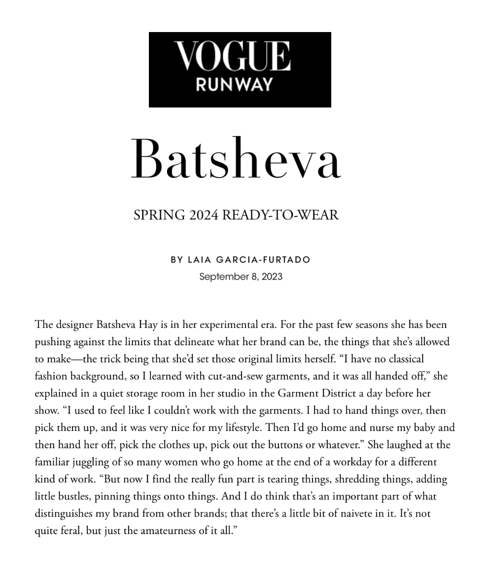 Vogue Runway Presents Batsheva SS24 RTW Collection at BondSt Hudson Yards